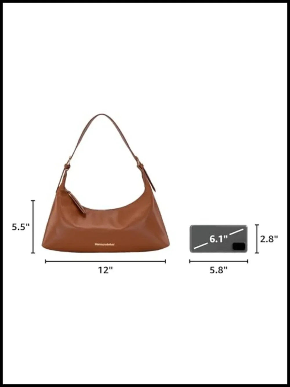 Medium Crescent Hobo Shoulder Bag Faux Leather Vegan Leather Crossbody Purse